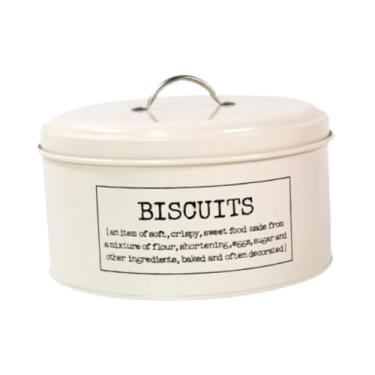 Imagem de DimyFew Lata redonda de metal para lanche, lata com tampa, decoração para casa, armazenamento de metal multifuncional, lata de biscoito para presente