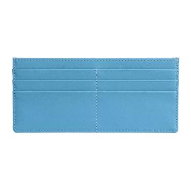 Imagem de XEYOU Carteira feminina fina com bloqueio de RFID para cartão de crédito, Azul claro, 6 Cards, Moderno