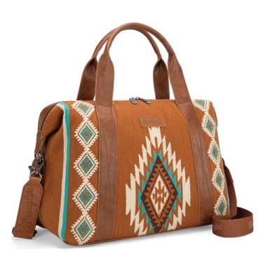 Imagem de Bolsa esportiva feminina Wrangler grande para viagem de fim de semana, tapeçaria, bolsa de mão, Tapeçaria - marrom, Large, Boêmio/étnico