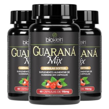 Imagem de Kit 3 Guaraná Mix 60 Cápsulas 715mg Açaí Cafeína - Bioklein