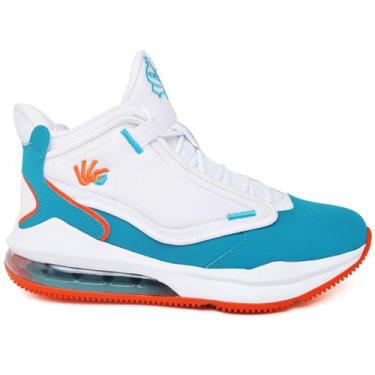 Imagem de Tênis Basquete Masculino Six Street Ankaa Branco/Verde, 44, Masculino,