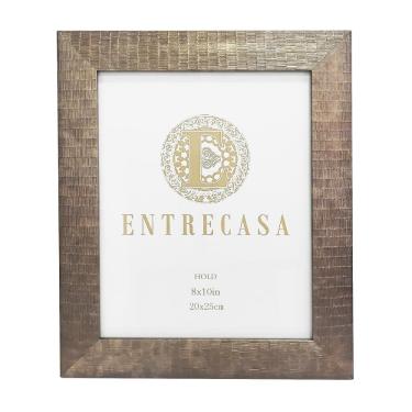 Imagem de Porta-Retrato Decorativo Madeira Texturizado Metalizado 20x25cm