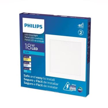 Imagem de Painel Plafon de Embutir Quadrado LED 18W Frio Philips