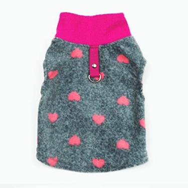 Imagem de PIXRIY Suéter para cães, colete de lã macio com anel de trela, pulôver, jaqueta, roupas de inverno para cães de estimação para filhotes de cachorro pequeno gato pelúcia Chihuahua Yorkshire para o Natal (PP, coração cinza)