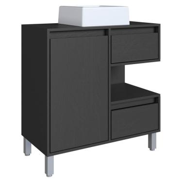 Imagem de Gabinete Suspenso 80 Cm Cuba Branca Bl2001 Grafite Faem Grafite