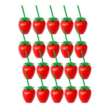 Imagem de Kit 20 Copos Reutilizável Lembrancinha Festa Frutas Tropical (Morango)