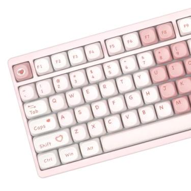 Imagem de Teclas adoráveis rosa - Conjunto de teclas 129 PBT para teclados mecânicos, compatível com 60% 75% 84%, atualização de teclado estético bonito para jogadores e digitadores