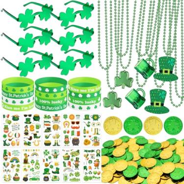 Imagem de DMIGHT 163Pcs St. Patrick'S Day Acessórios Party Favor Set, Tatuagem Adesivos, Colares, Pulseiras, Óculos Shamrock, Moedas Da Sorte Para Festa Irlandesa Suprimentos