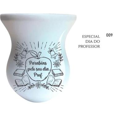 Imagem de Cuia de Madeira Premium Branca Personalizada - Dia dos Professores - M