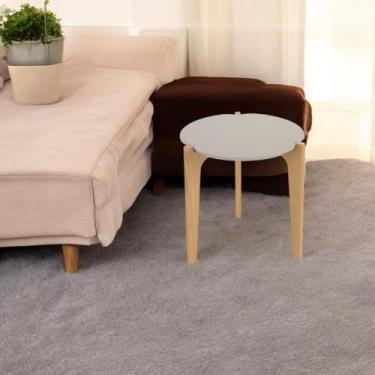 Imagem de Mesa Lateral Caribe 50cm Suporte Decoração e Utilidades - Off White Pe