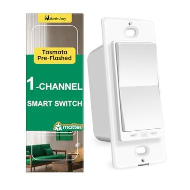 Imagem de Martin Jerry Interruptor Inteligente Matter Homkit Por, Tasmota Pré-Flashed Neste Chip Esp32 1 Canal Wifi Interruptor De Luz Inteligente Com Monitor De Energia Para Sua Casa Inteligente, Suporta Mq