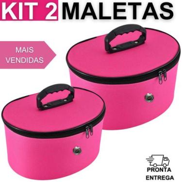 Imagem de Kit 02 Maleta Frasqueira Necessaire Bolsa de Mão Para Viagem Maquiagem