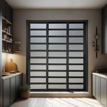 Imagem de Porta de Correr com Travessas 3 Folhas Moveis Sequenciais 210 X 240 El