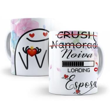 Imagem de Caneca de Cerâmica Branca 325ml Flork Namorados - Mecolour