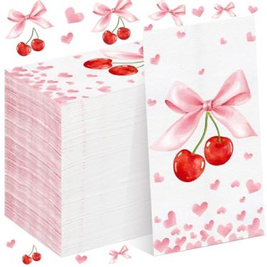 Imagem de Janlaugh Pacote com 100 guardanapos de laço descartáveis arco dobrado suprimentos de festa aniversário chá de noiva toalha de papel arco de despedida de solteira toalha descartável para decoração de