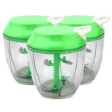 Imagem de KIT 3 Processadores Trituradores Manual 5 Lâminas 1200ml Verde