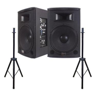 Imagem de Kit Donner Saga 15 Ativa Passiva 2 Pedestais Reguláveis Igreja Área Ca