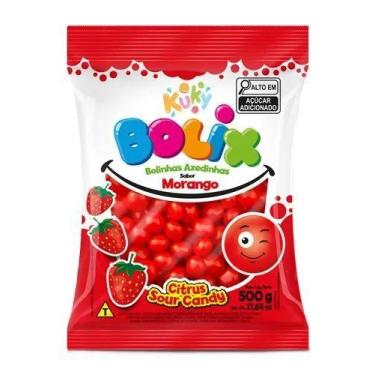 Imagem de Bala de Goma Bolix Azedinho Sabor Morango 500g - Kuky