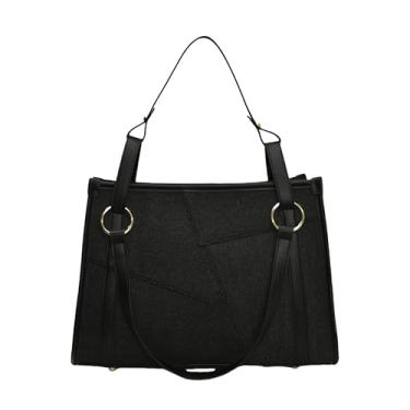 Imagem de Bolsas jeans femininas de grife, bolsas de ombro casuais de lona para trabalho, viagens, Preto