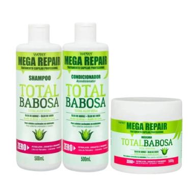 Imagem de Kit Shamp Cond Masc Babosa Cabelos Cacheados 500mL - Wever