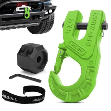 Imagem de AMBULL Gancho de guincho de reboque de 3/20.3 cm com rolha de cabo, gancho de guincho 10T, gancho de guincho de aço forjado resistente, força máxima de 14.500 kg, conjunto de ganchos de clipe de