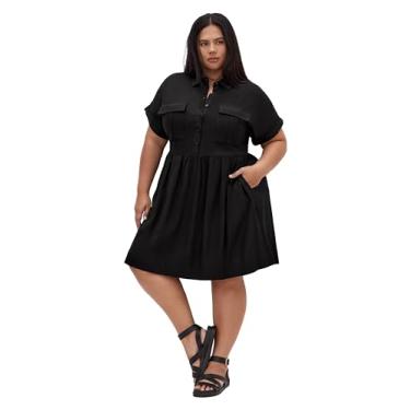 Imagem de City Chic Vestido feminino plus size - Lyra Shift Short, Preto, 48