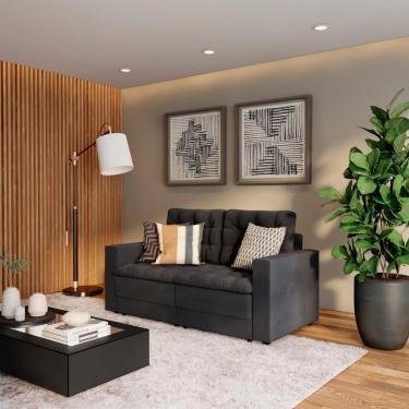 Imagem de Sofá 3 Lugares Retrátil Nuremberga Suede Grafite