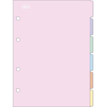 Imagem de Divisórias Para Caderno Argolado Fichário Colegial Académie Cores Pastel 187mmx250mm Tilibra