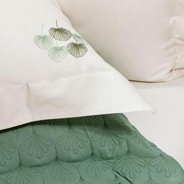 Imagem de Roupa de Cama Casal King Bordado Natureza 200 Fios Algodão 04 Peças - 