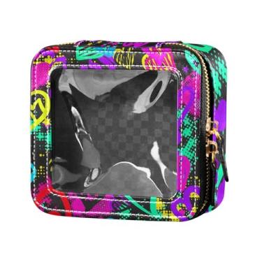 Imagem de Fitrendlovey Bolsa de cosméticos com zíper e design de claraboia, organizador portátil de couro PU para necessidades de viagem femininas, T18, one size
