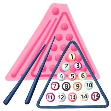 Imagem de Conjunto de mini bolas de bilhar molde de fundição de resina, moldes de silicone para mesa de bilhar para decoração de bolos, enfeite de cupcake de doces, artesanato de argila de polímero, resina