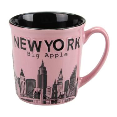 Imagem de Torkia - Canecas de cerâmica jumbo New York Big Apple City Skyline - 340 g (rosa)