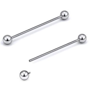 Imagem de Gnznzko 16G-2G Astm F136 titânio roscado internamente mamilo língua anéis piercing joia reta industrial brinco barra G23 titânio mamilo língua bar piercing jóias para mulheres homens 12 mm - 40 mm,