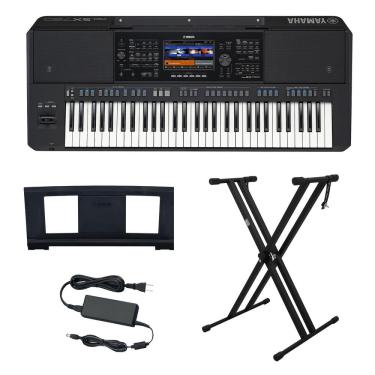 Imagem de Kit Teclado Arranjador 61 Teclas PSR SX720 com Fonte Bivolt Yamaha e Suporte em X