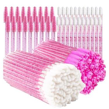 Imagem de Kit C/ 300 Escovinhas Glitter Extensão Cílios + 300 Pincel De Boca - K