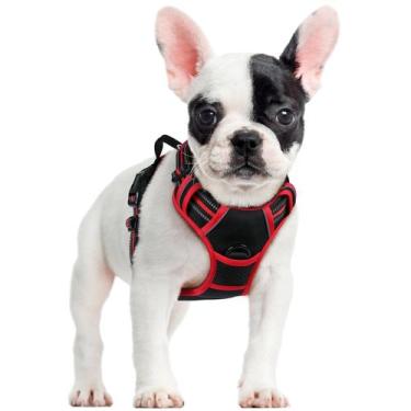 Imagem de Arnês para cães rabbitgoo No Pull ajustável preto e vermelho S
