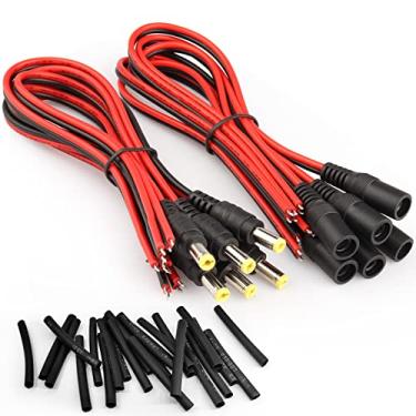 Imagem de Cabo de alimentação CC 18AWG, 6 pares de fios de cabo de alimentação DC, conectores macho e fêmea 12V 5A, adequado para câmeras de segurança CCTV e adaptadores de alimentação de iluminação (5,5 mm x