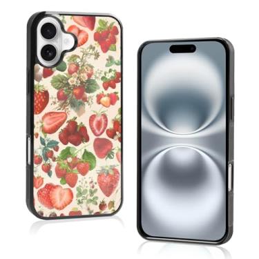 Imagem de Onemiliayears Capa de telefone fofa fruta morango: Kawaii primavera colorida retrô estética compatível com iPhone 16 Plus capa para mulheres e meninas (iPhone 16Plus)