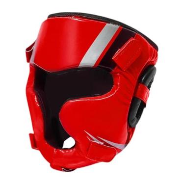 Imagem de rockible Capacete de boxe, proteção de rosto total, capacete de kickboxing, tampa da face da engrenagem acolchoada da cabeça para Muay Thai Taekwondo, Red S