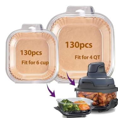 Imagem de Forros de fritadeira a ar descartáveis para Ninja Crispi, 260 peças, acessórios de fritadeira Ninja Crispi para recipiente de vidro crocante Ninja, acessórios Ninja Crispi para fritadeira de 4 litros