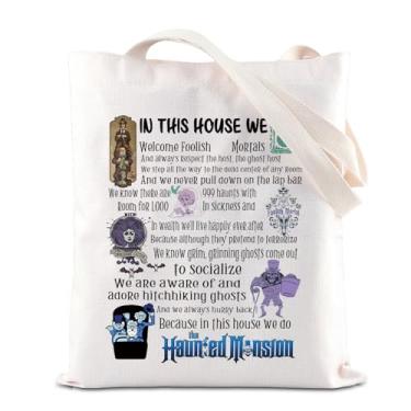 Imagem de Sacola divertida de terror assombrado filme assombrado, presente para amantes de mansões, presente com tema de Halloween, presente de mansão tolo, Mortals T, 14 x 8 inches