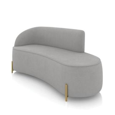 Imagem de Sofá 3 Lugares Orgânico 180cm Pé Dourado Morgan Suede Cinza D03 - D'ro