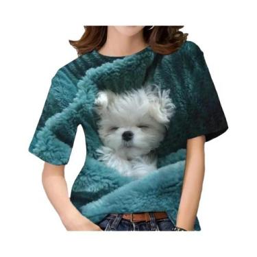 Imagem de Camiseta Feminina Plus Size com Estampa 3D de Gato Kawaii - Estilo Har