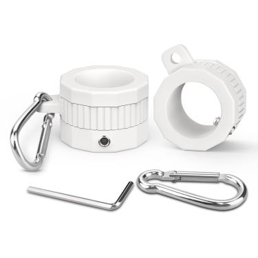 Imagem de Loretoy Anéis de mastro de bandeira de plástico com rolamentos, pacote com 2, anel de montagem de bandeira anti-envoltório giratório de 360 graus, conjunto giratório de mastro de bandeira giratória com mosquetão e chave para mastro de bandeira de 0,75 a 2,5 cm - branco