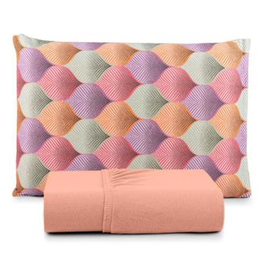 Imagem de Jogo de Lençol Solteiro Box 2 Peças Estampado C/ Elástico Malha 100% A