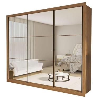 Imagem de Guarda Roupa 3 Portas de Correr Todo Espelhado 6 Gavetas Ravena Minast