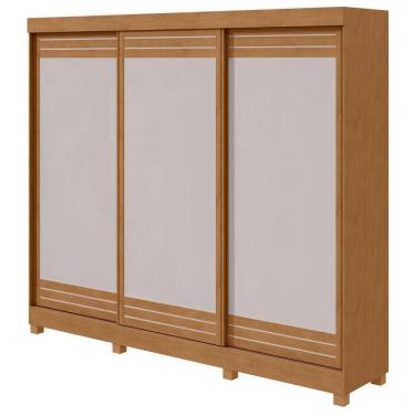 Imagem de Guarda-roupas Casal Nice 3 Portas 4 Gavetas Flex Com Pés - Lopas Amendoa Clean/off White