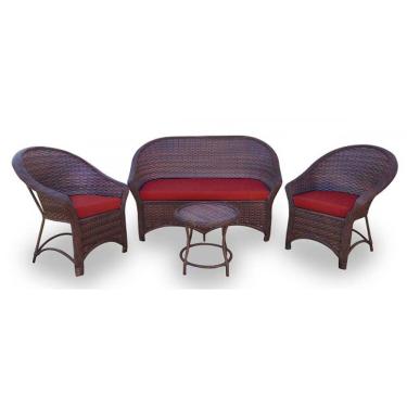 Imagem de Conjunto De Sofá 1 Sofá +2 Poltronas +1 Mesa Centro Vermelho