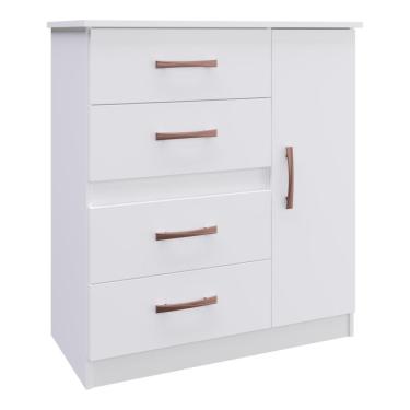 Imagem de Cômoda 4 Gavetas 1 Porta Luíza Multimóveis Vcr4157 Branco/Rosa/Azul Branco/Rosa/Azul