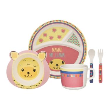 Imagem de Conjunto De Refeição Infantil 5 Peças Lhama Oxford